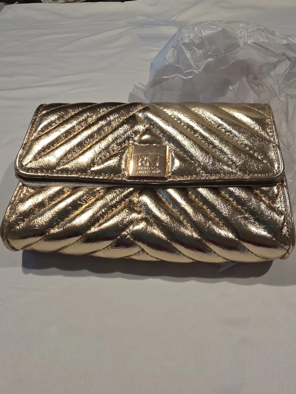Rebecca Minkoff Metallic Gold Quilted Crossbody - Picture 2 of 7